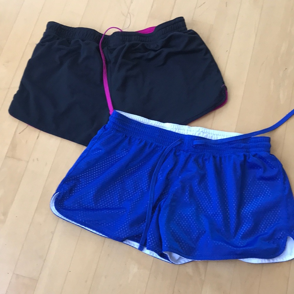 2 running shorts M nylons draw string reversible